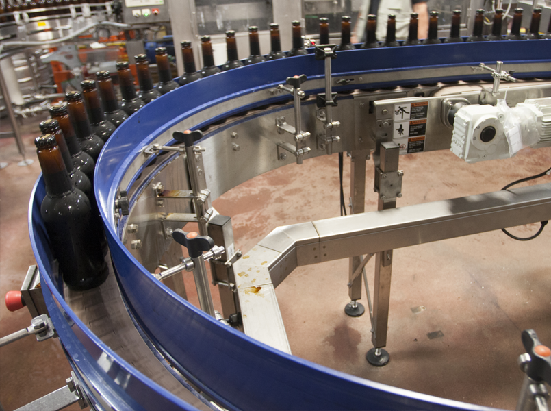 Beer bottling line.